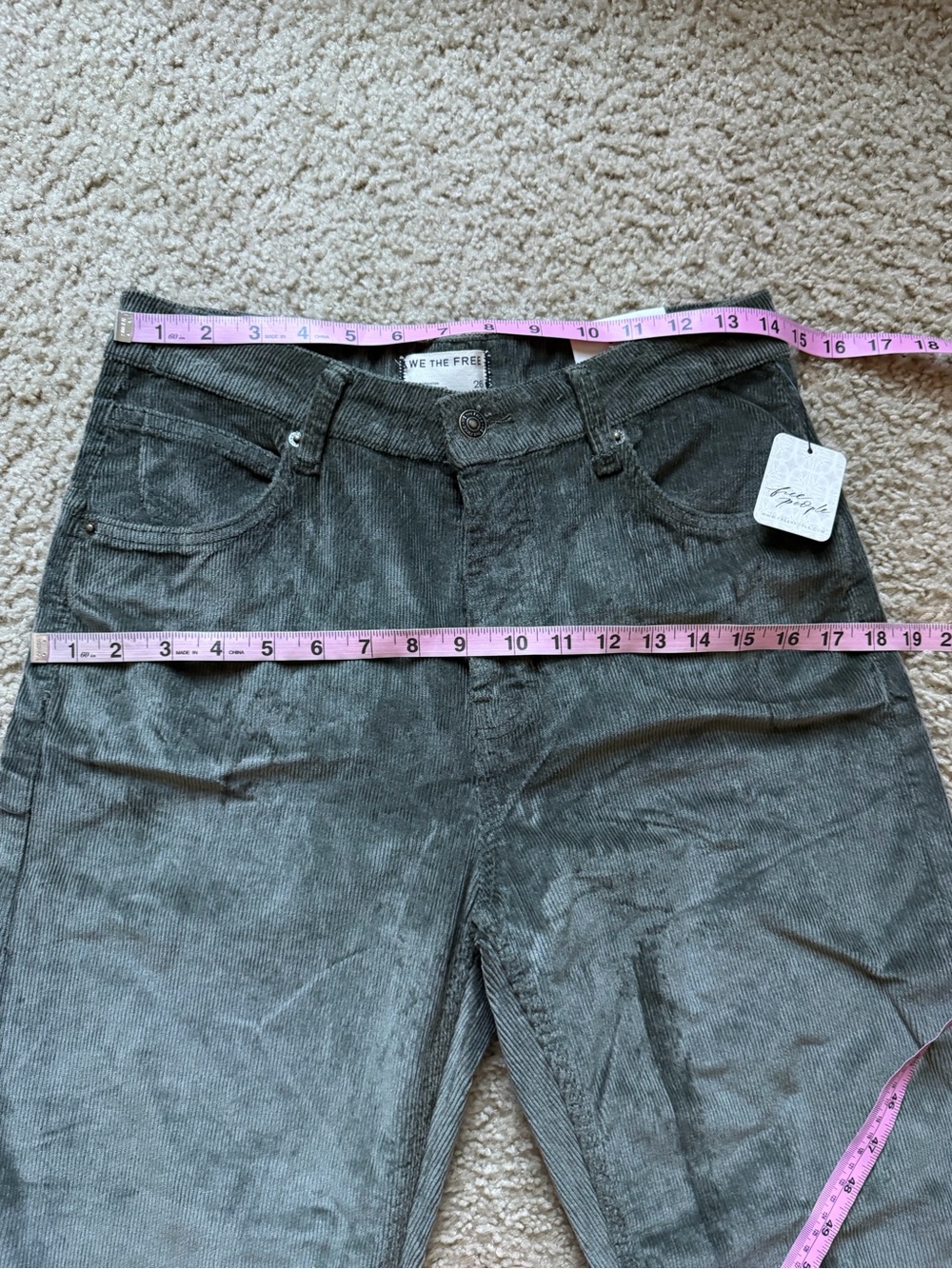 Free People We The Free Deep Trance Corduroy Boyfriend Pant 26 Keepsake Clover - Picture 12 of 16